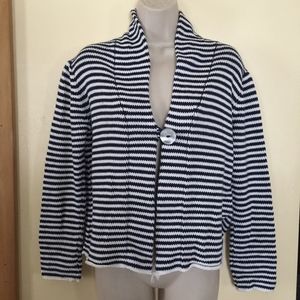 PURE & CO blue & white stripe cotton sweater